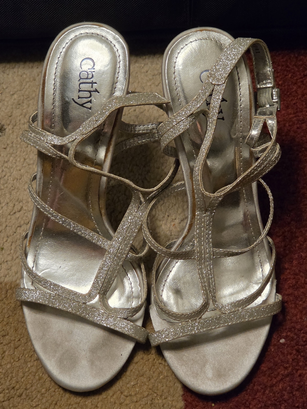 Cathy Silver Glitter Strappy Heeled Sandals